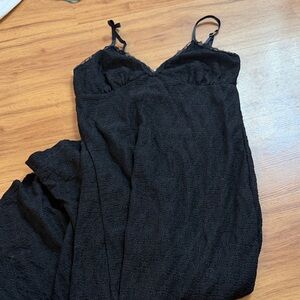 Black Lace-Trim Slip Dress